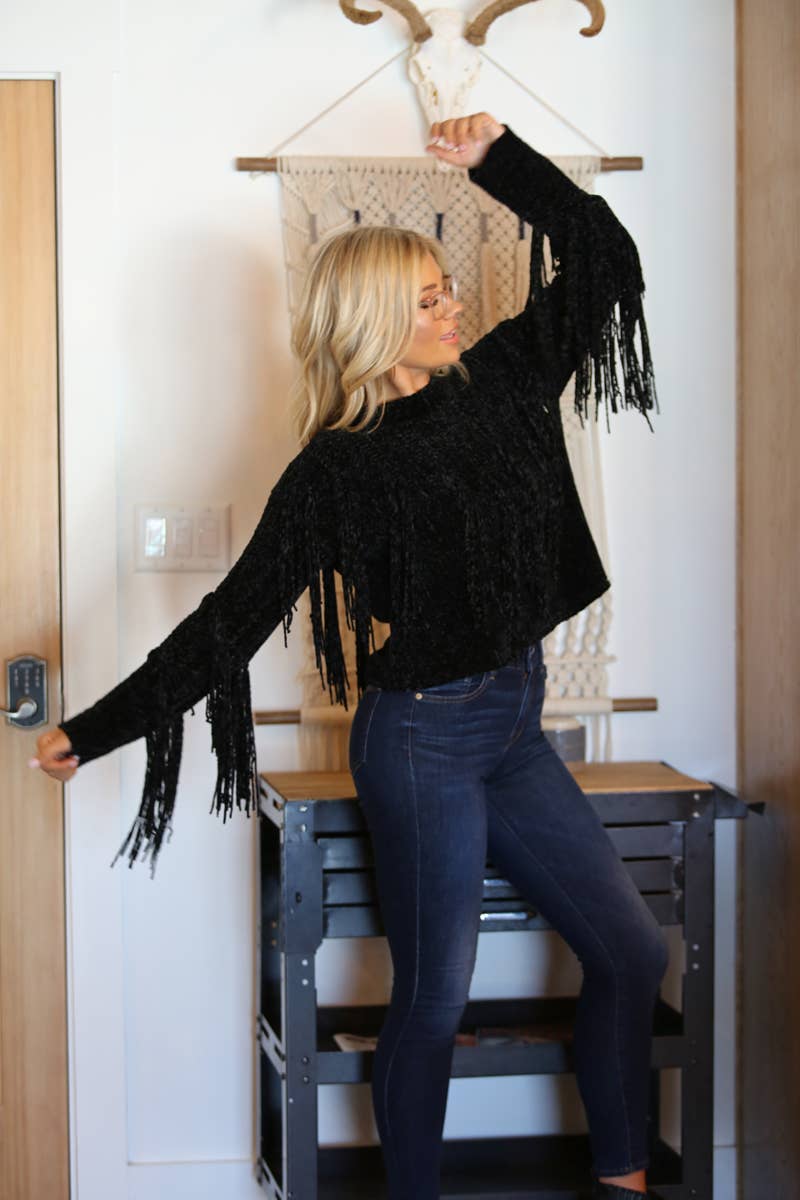 ANGIE - Wholesale Knit Sweater - Women's - XHH31-ASIS CHENILLE FRINGE PULLOVER SWEATER10