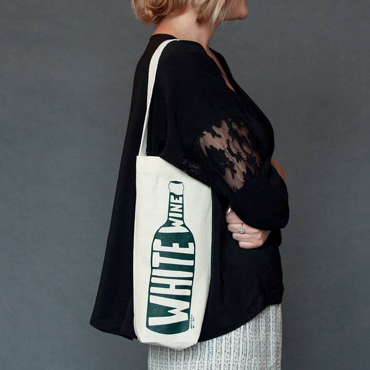 Maptote - Wholesale Wine Tote - White Single Wine Totes - USA Made Cotton Canvas Bag2