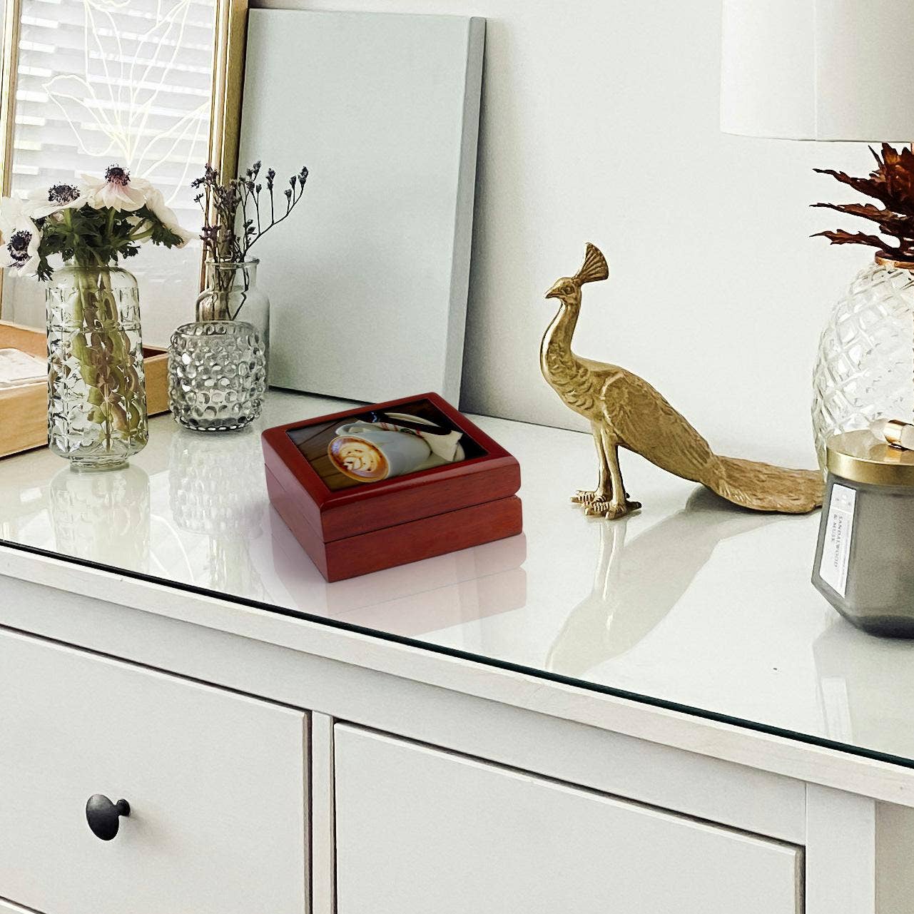 3dRose - Vente Boîte/rangement à bijoux - 3dRose, Café Américain avec Design de Tulipe et Cuillère en Chocolat, Boîte à Bijoux5