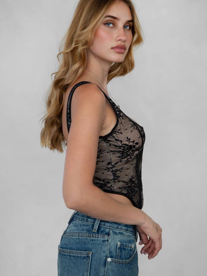BLACK NUDE MAELIN Lace Bustier Corset Top
TC30621-MAELIN for wholesale on Faire
