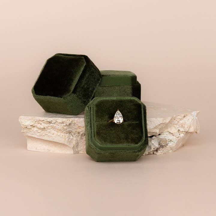 Luxe Velvet Ring Box - Olive and other Purchase Wholesale greenbox. Free Returns & Net 60 Terms on Faire trending on Faire.
