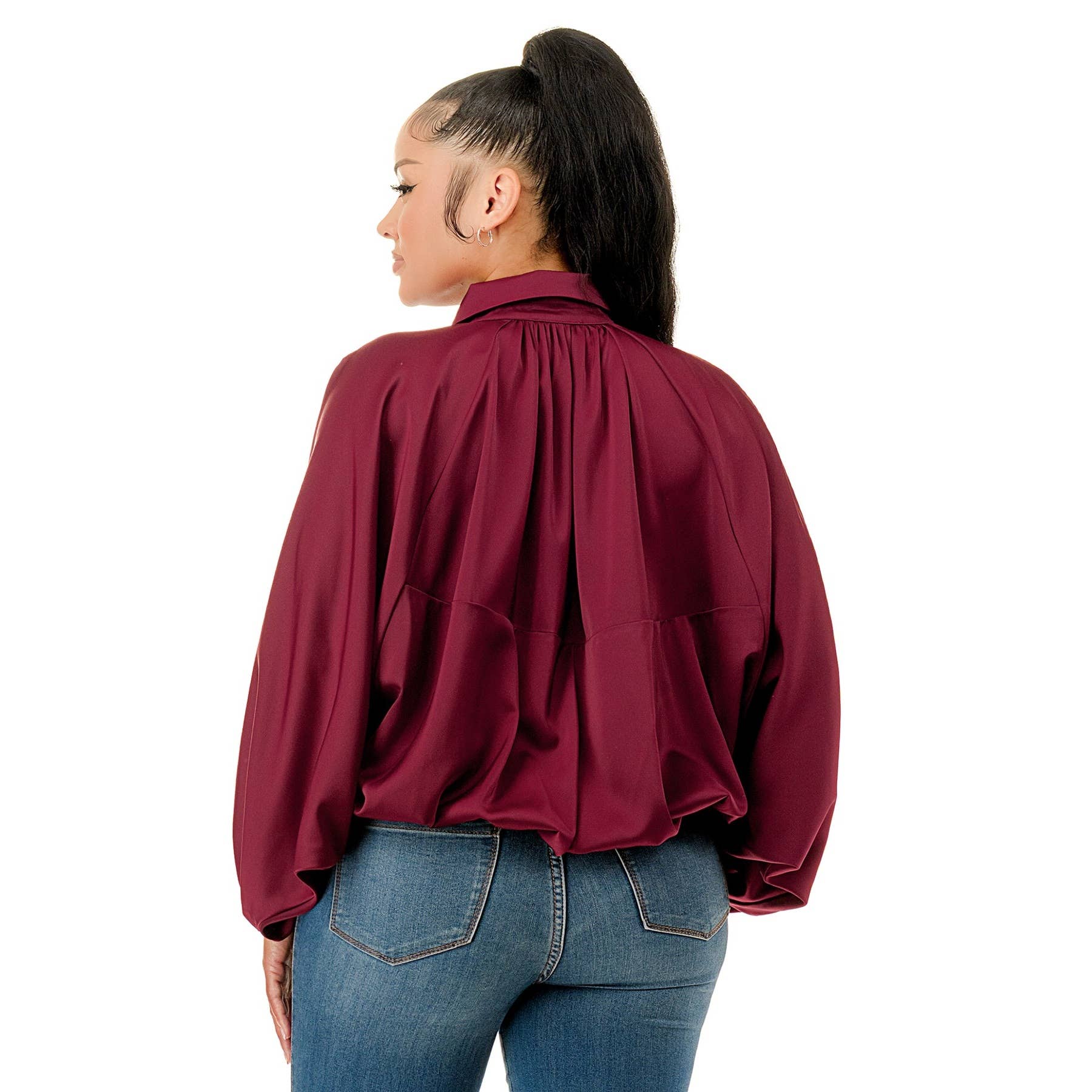 DORCAS - Wholesale Jacket - Women's - SATIN COLLARED ZIP FRONT BOMBER JACKET7