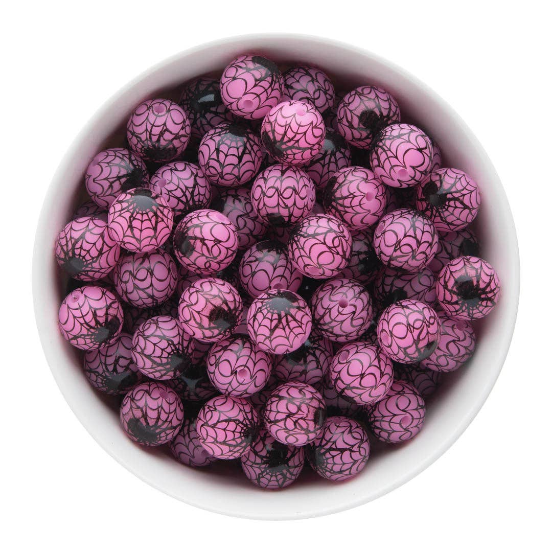 Cara & Co Silicone Craft Supply - Wholesale Beads - 15mm Round Spider Glow-in-the-Dark Silicone Print Beads0