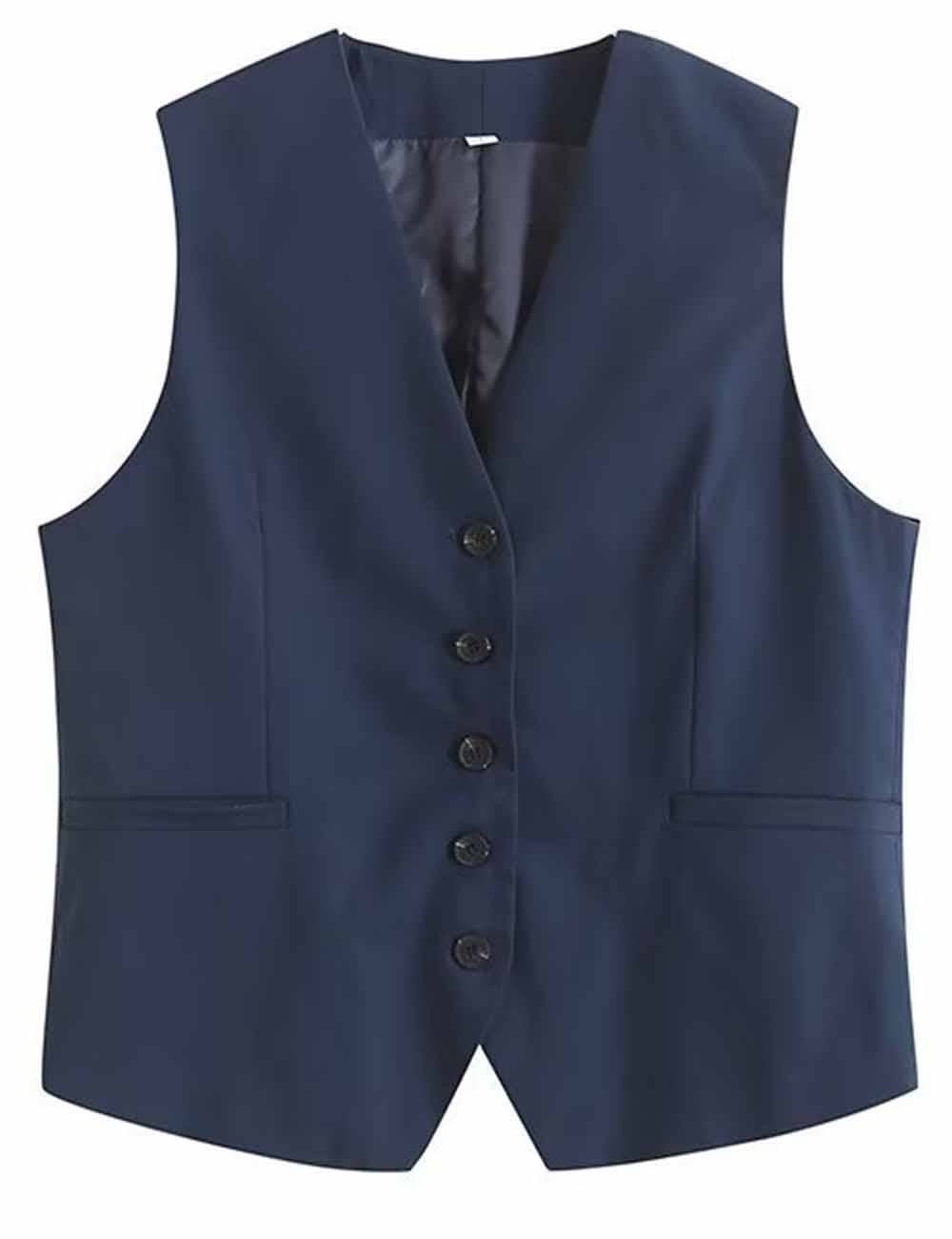 Sweetkama - Wholesale Suit Vest - Women's - Ladies Solid Color Sleeveless Button Cami K2778810