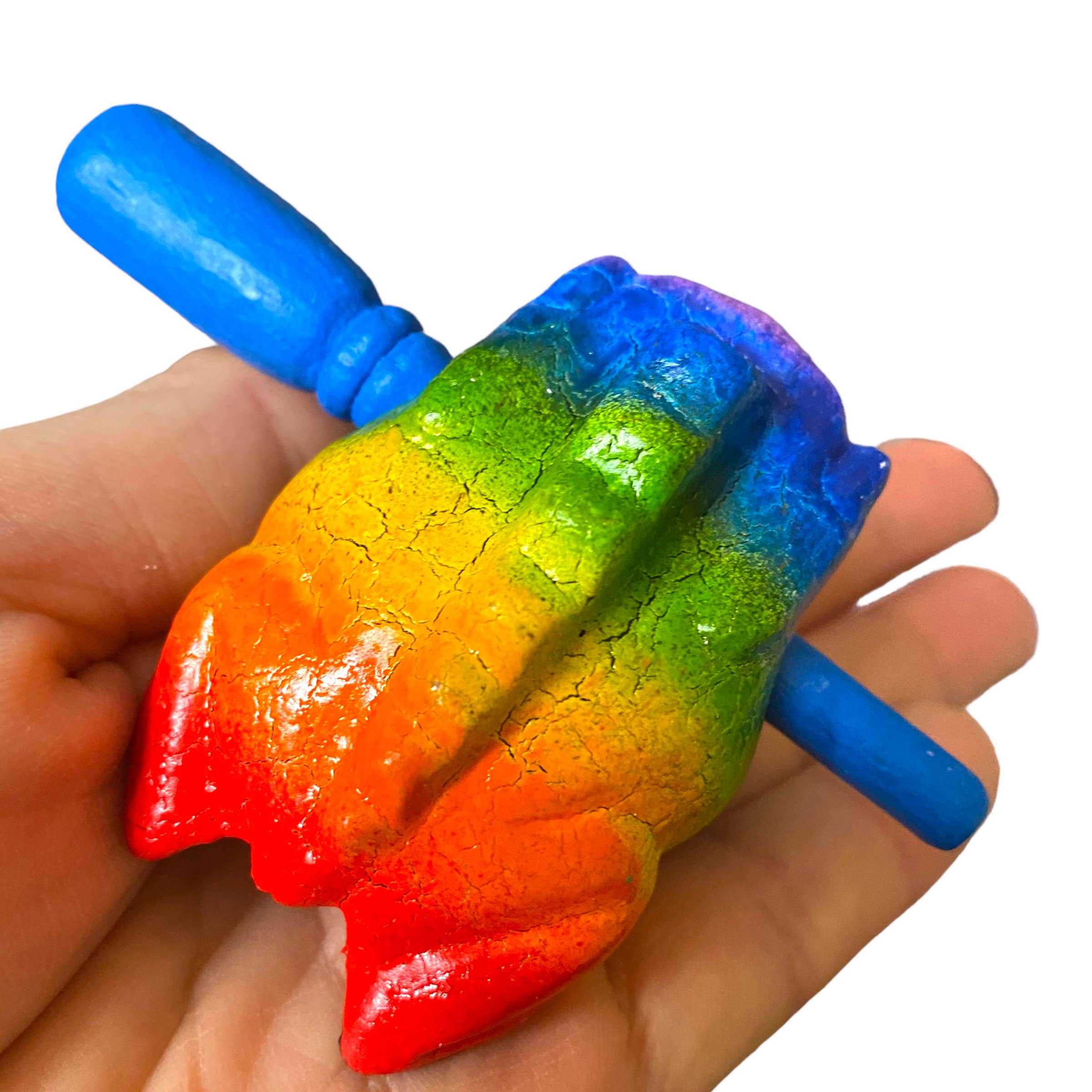 Music Frog Co - Vendita all'ingrosso Gioco musicale - Bambini e neonati - Strumento a percussione rana musicale in legno arcobaleno piccolo da 2"12