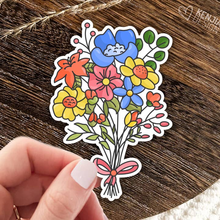 Flowers Stickers & Magnet / Wildflowers Bouquet for wholesale by Kenjia Design