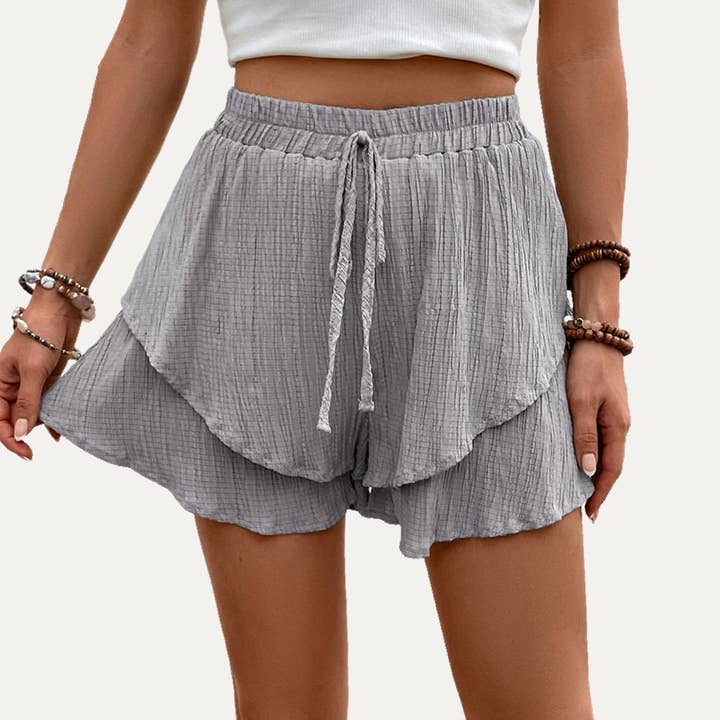 The Moment Collection - Wholesale Shorts - Women's - Actively Crinkled High-Waist Tiered Layers Mini Shorts 6