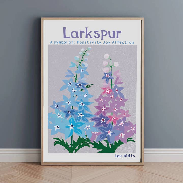 Print A4 - Larkspur - Positive Words for wholesale by Lou Mills