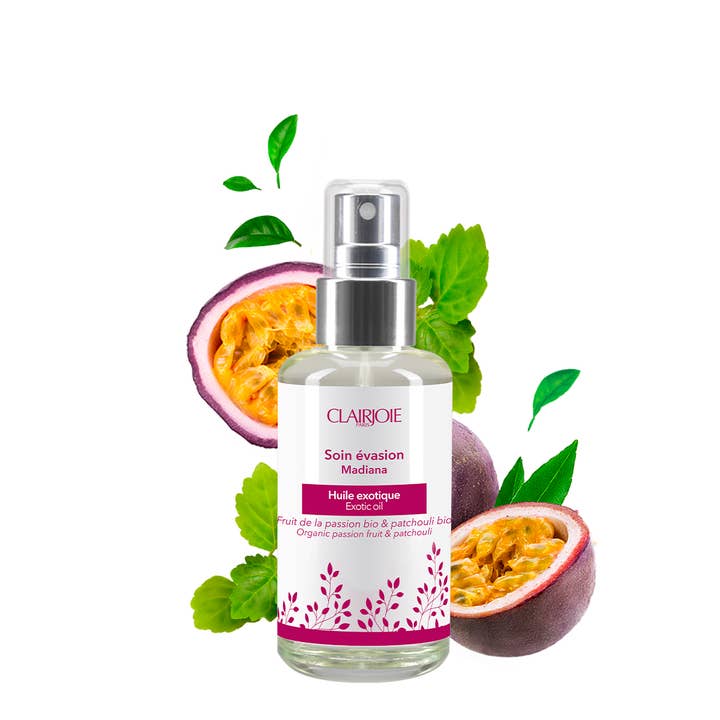 Exotic organic passion fruit body oil 100ml for wholesale by Clairjoie