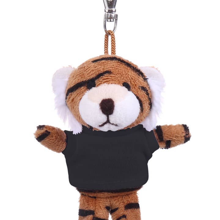 Plushland - Wholesale Keychain – Unisex - 4" Keychain - Tiger with customized shirt1