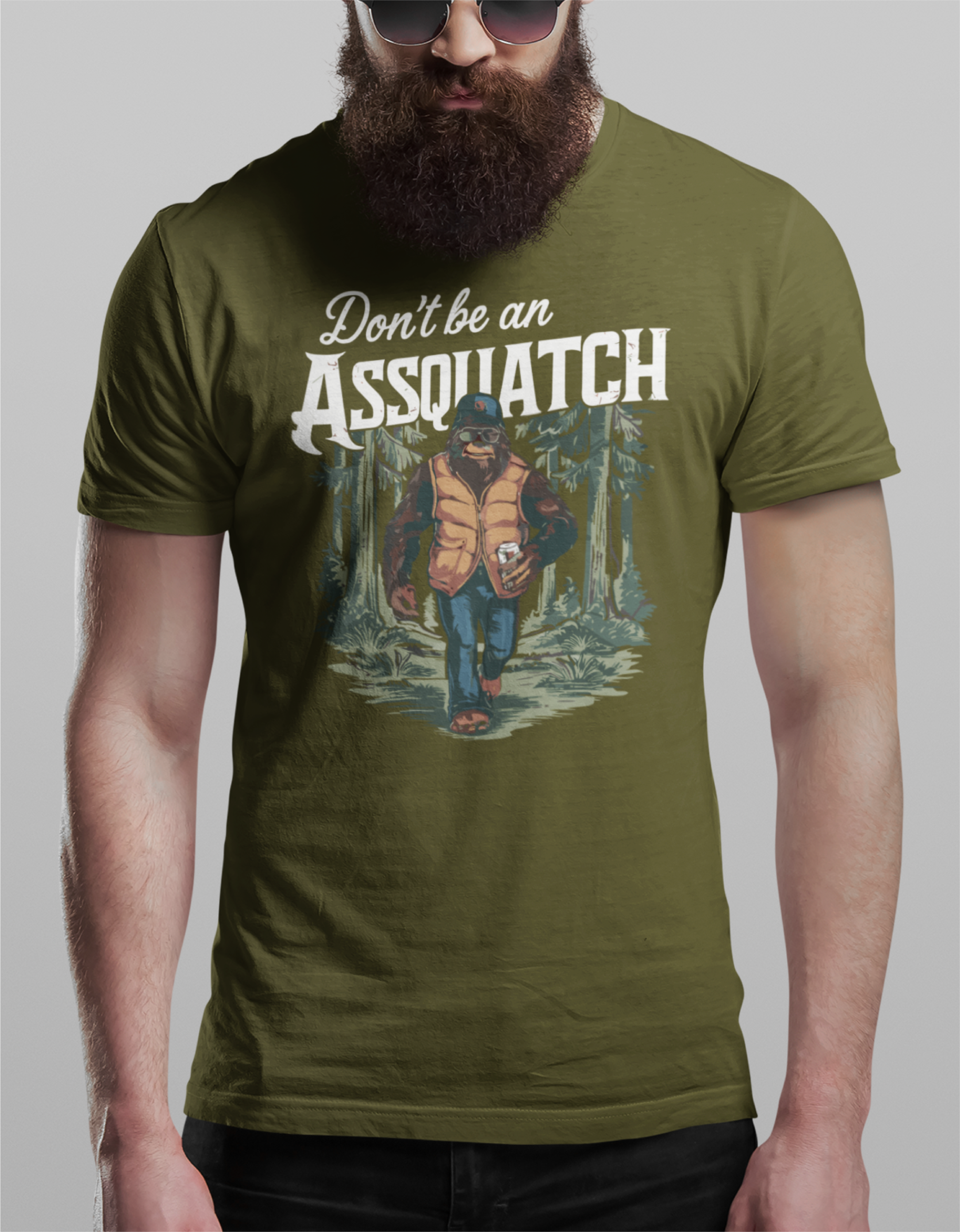 Hunt Hook Eat – T-shirt estampada - Unissexo por atacado – T-shirt Don't Be Asquatch3