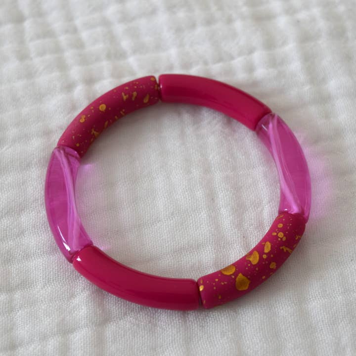 Manacreations - Wholesale Beaded Bracelet - Elastic bangle bracelets in pink and mauve tones7