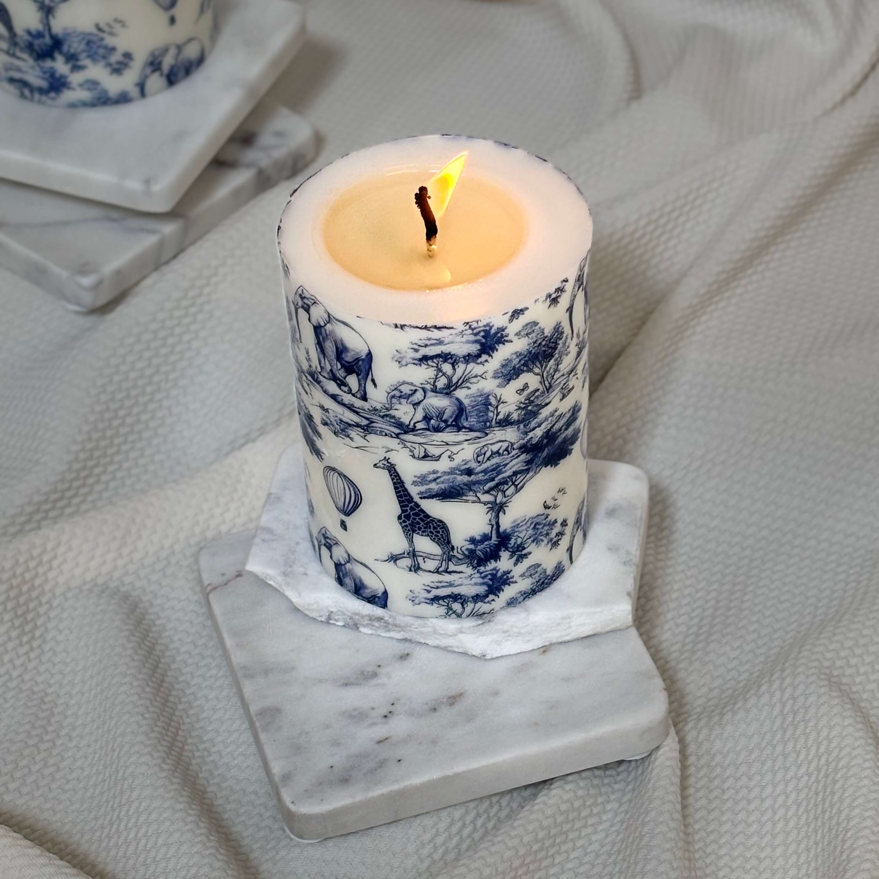 OH MY BOX - Wholesale Pillar Candle - Toile Safari Candle | Elegant Home Decor Gift11