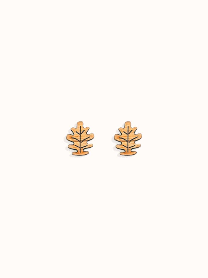 Oak Leaf Bamboo Earrings for wholesale by Wild Cloud