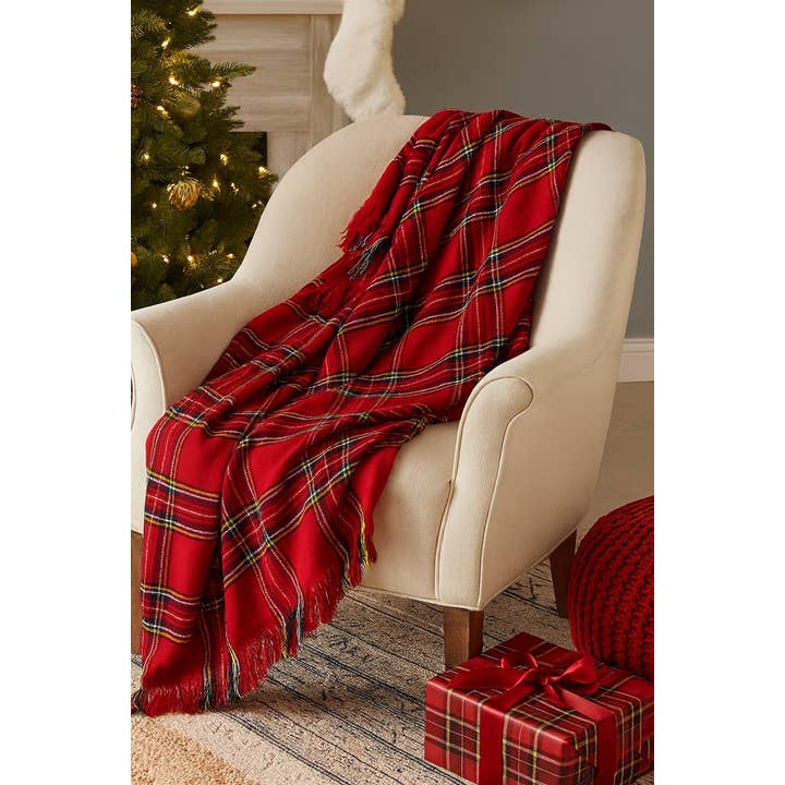 Fennco Styles – Engroshandel Tæppe – Rød tartan ternet blød og hyggelig plaid tæppe 127 x 152 cm1