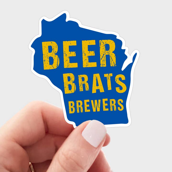 Yarnival - Wholesale Sticker - Beer Brats Brewers Sticker - wisconsin, baseball, brew crew