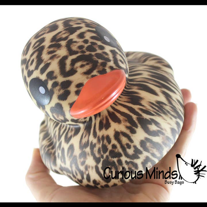 Curious Minds Toys - Wholesale Bath Toy - Baby - 1 Jumbo Animal Print Rubber Ducks - Rubber Duckies - Cute No1