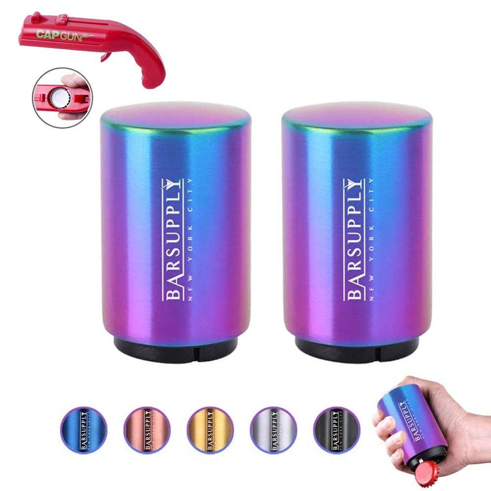 Infinite Basics - Wholesale Bottle/Wine Opener - 2-Pack BARSUPPLY Push Down Automatic Magnetic Beer Bottle Opener + BONUS Cap Gun1