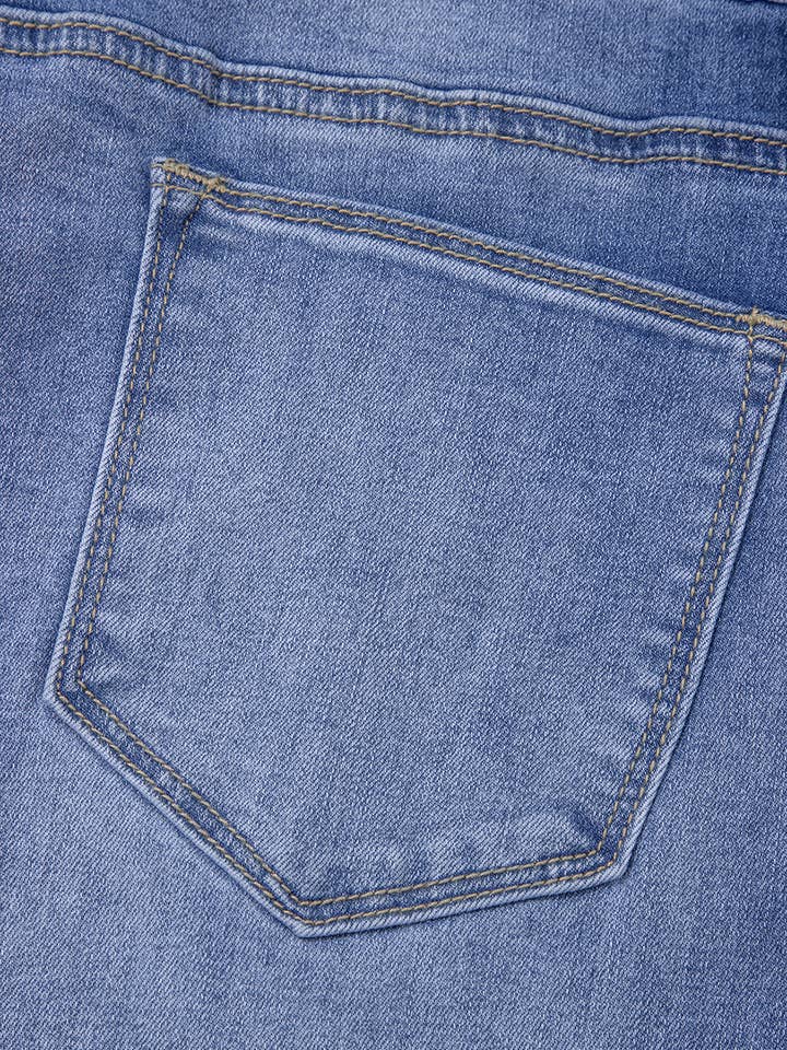 Blue Tailored Center Seam Detail Straight Loose High Rise Jeans for wholesale on Faire9