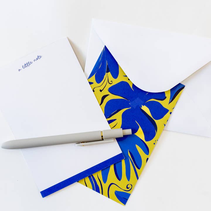 Indigo Bloom Notecard Stationery (Set of 10) for wholesale by Roe & Co Doodles