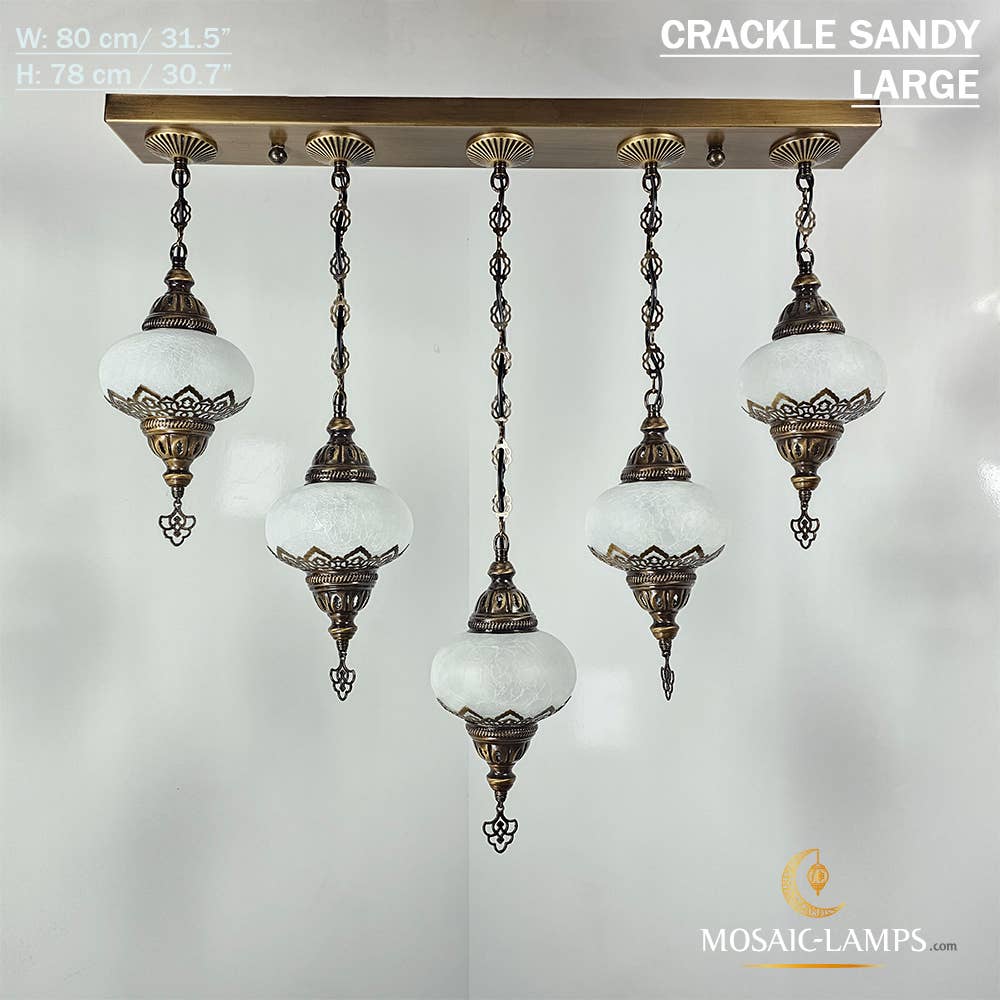 Mosaic Lamps - Wholesale Chandelier/Hanging Light - 5 Clear Cracked Globe Bar Chandelier4
