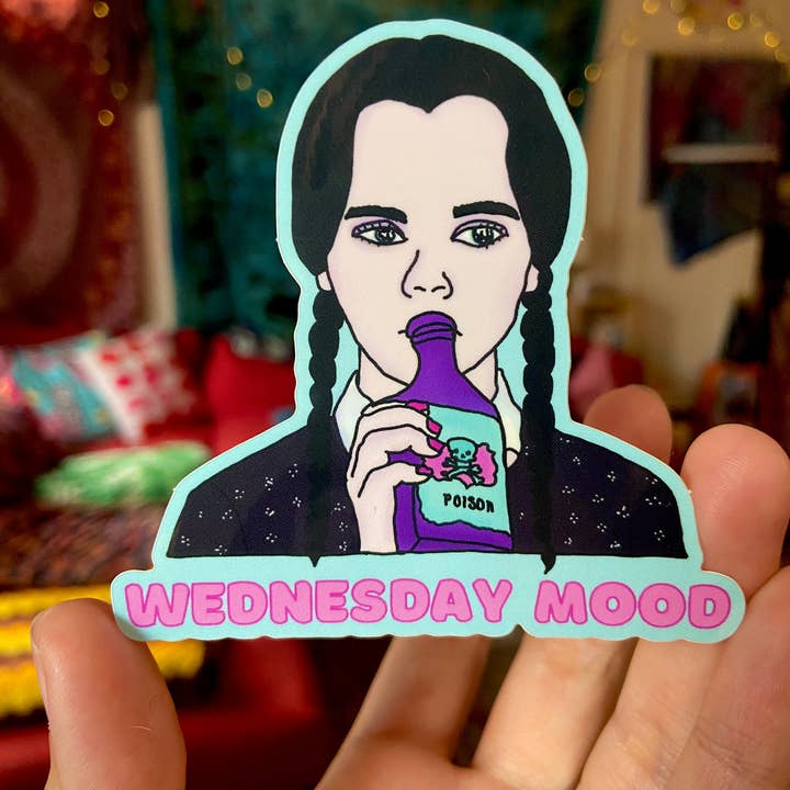 Haunted Fembot - Wholesale Sticker - “Wednesday Mood” Wednesday Addams Water Bottle Sticker