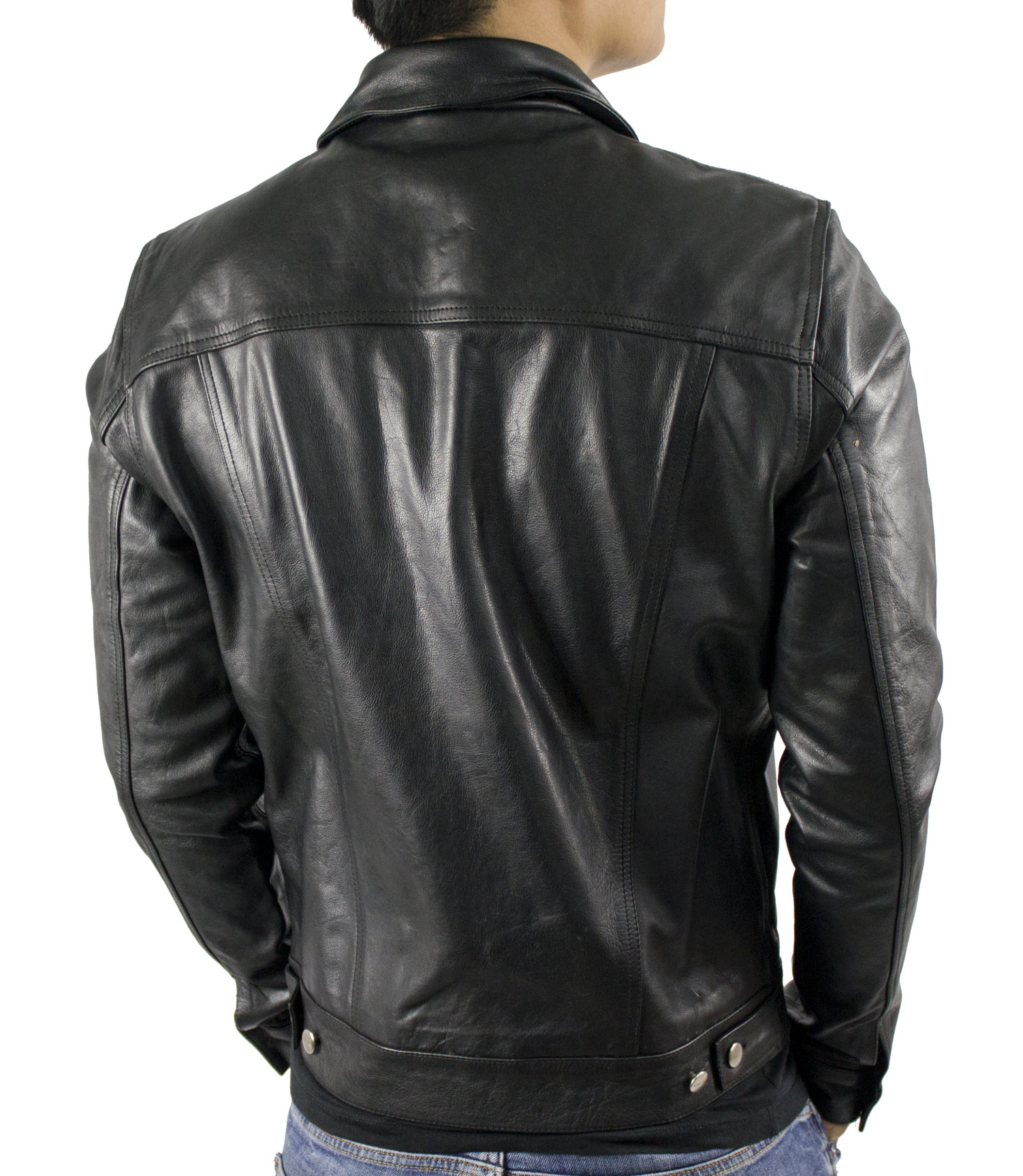 Schwarz Herren Lederjacke Jeans JKT - Cow Waxy für den Großhandel auf Faire2