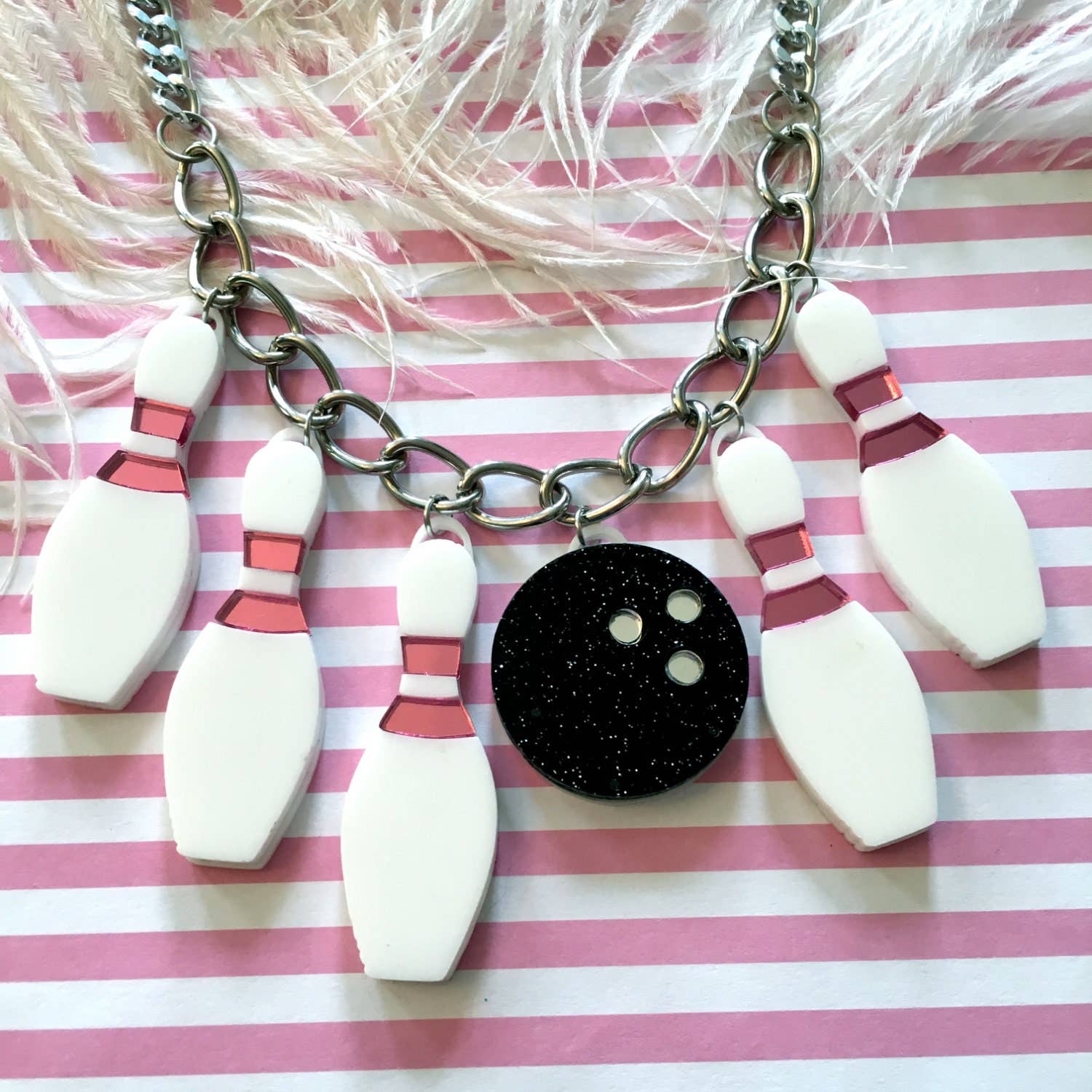 I'm Your Present - Wholesale Pendant/Charm Necklace - Bowling Pins And Ball Charm Necklace1