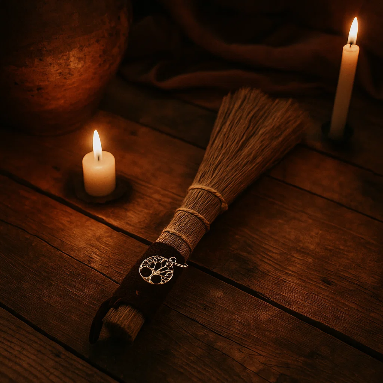 Green Tree - Vendita all'ingrosso Attrezzatura per meditazione - Scopa con simbolo dell'Albero della Vita in metallo1