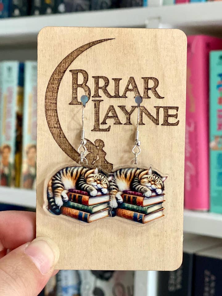 Cat & Book Lovers Themed Earrings Collection for wholesale by Briar layne