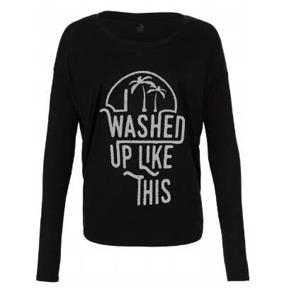 WASHED UP LIKE THIS Black Long Sleeve Tee for wholesale by The Admiral's Daughters