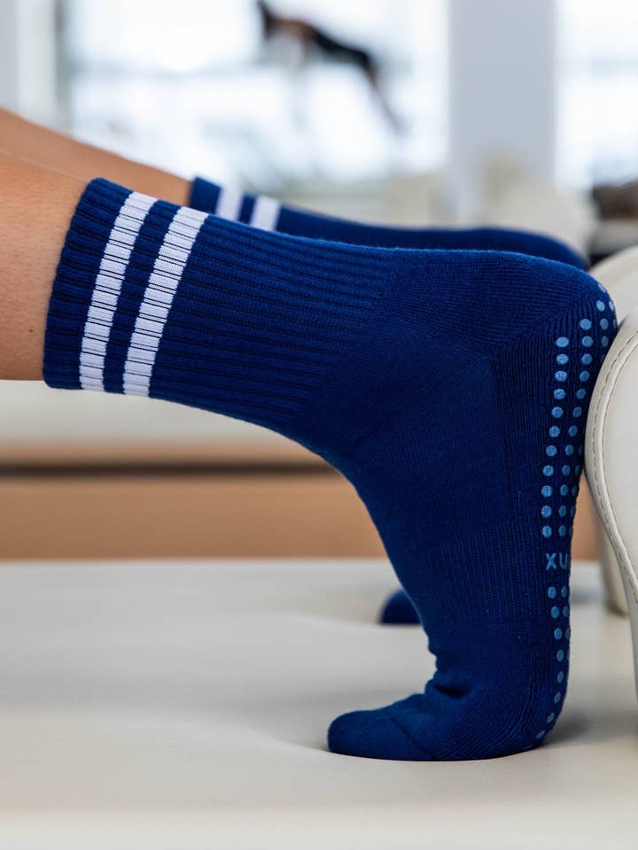 Crew Navy Grip Socks for wholesale by Cheeky Winx