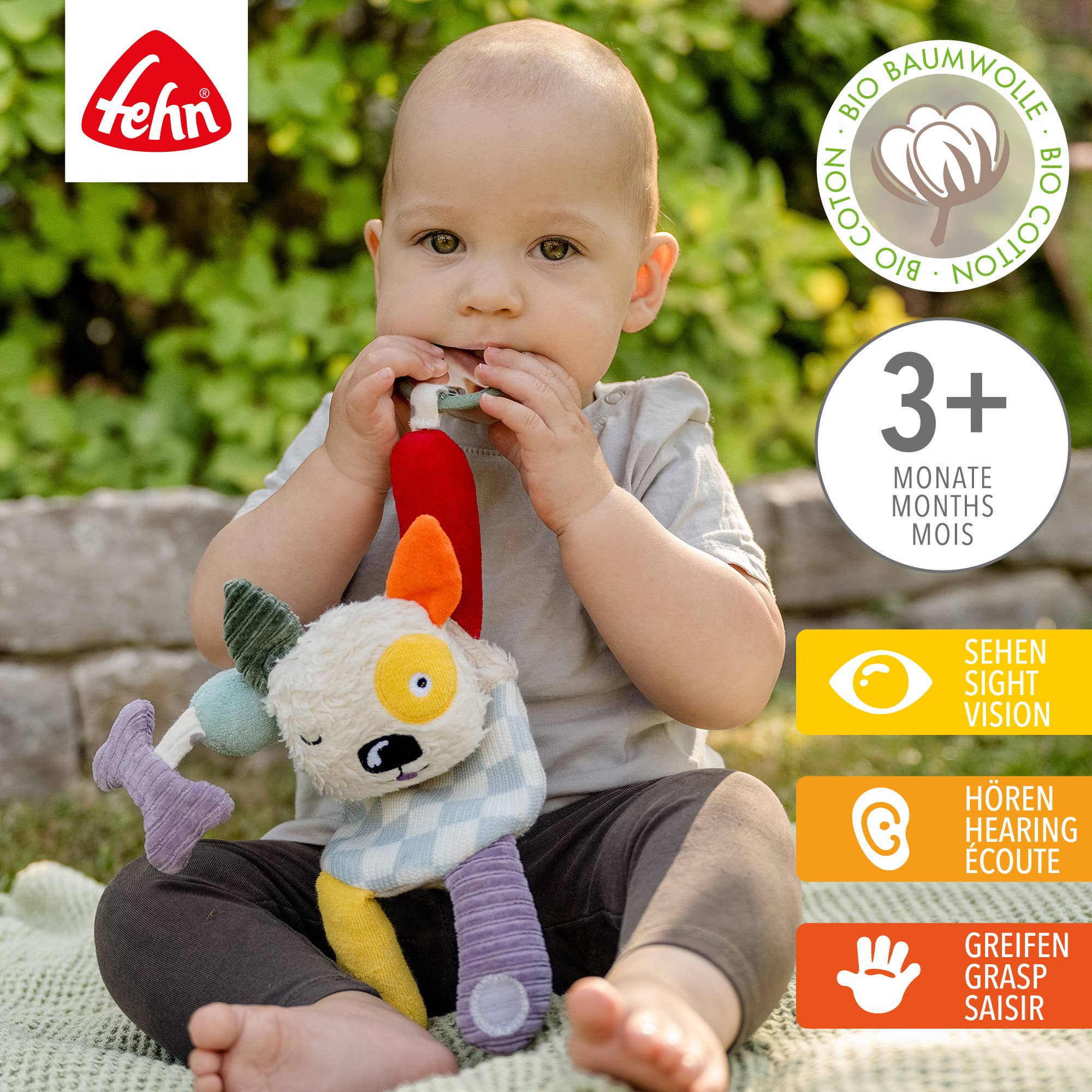 Fehn - Wholesale Stuffed/Plush Toy - Kids & Baby - Activity Dog NATURE - Motor Skills Toy with Organic Cotton1