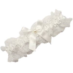 Gathered Lace Leg Garter With Satin Bow Detail