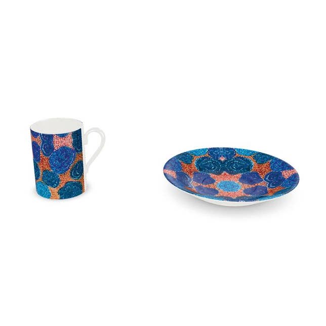 Turning Up Blue Roses Cup and Saucer for wholesale by Ally Bee Design