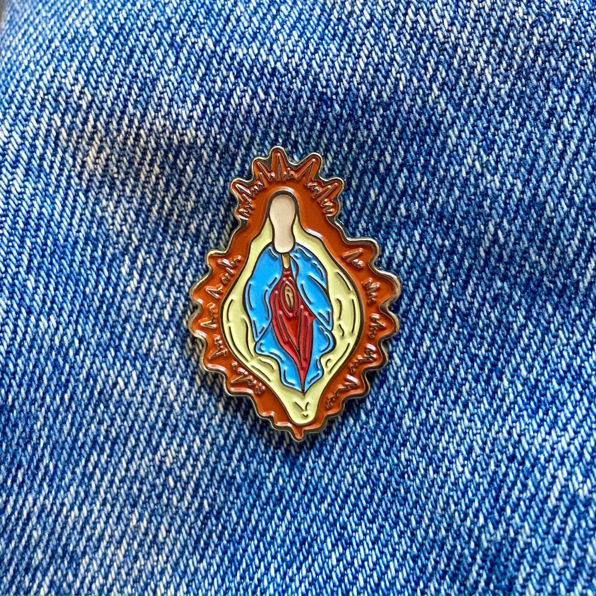 The Peach Fuzz - Wholesale Lapel Pin/Button - Vulva Mary Enamel Pin1