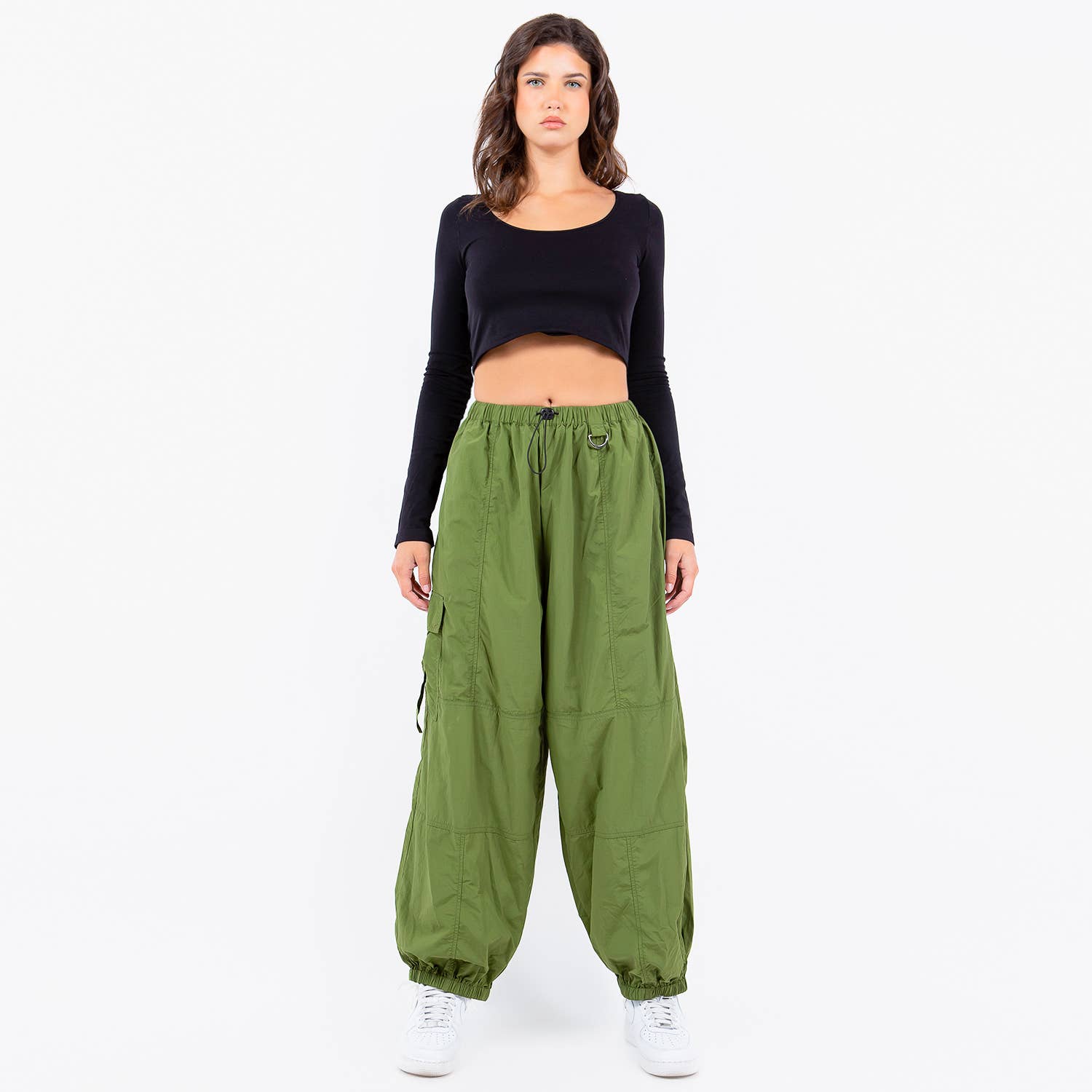 American Bazi - Wholesale Lounge Sweatpants/Joggers - Women's - HIGH WAIST NYLON BALLOON CARGO JOGGERS - RJJ30585NY2
