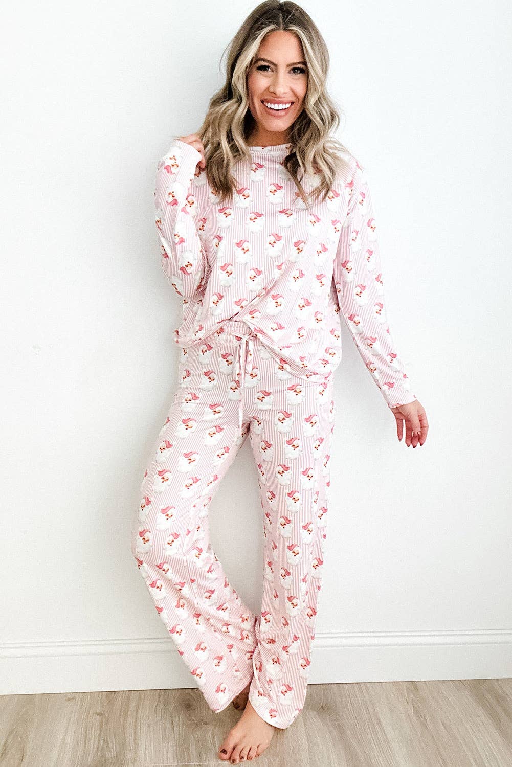 Pink Santa Claus Two Piece Pajamas for wholesale on Faire2