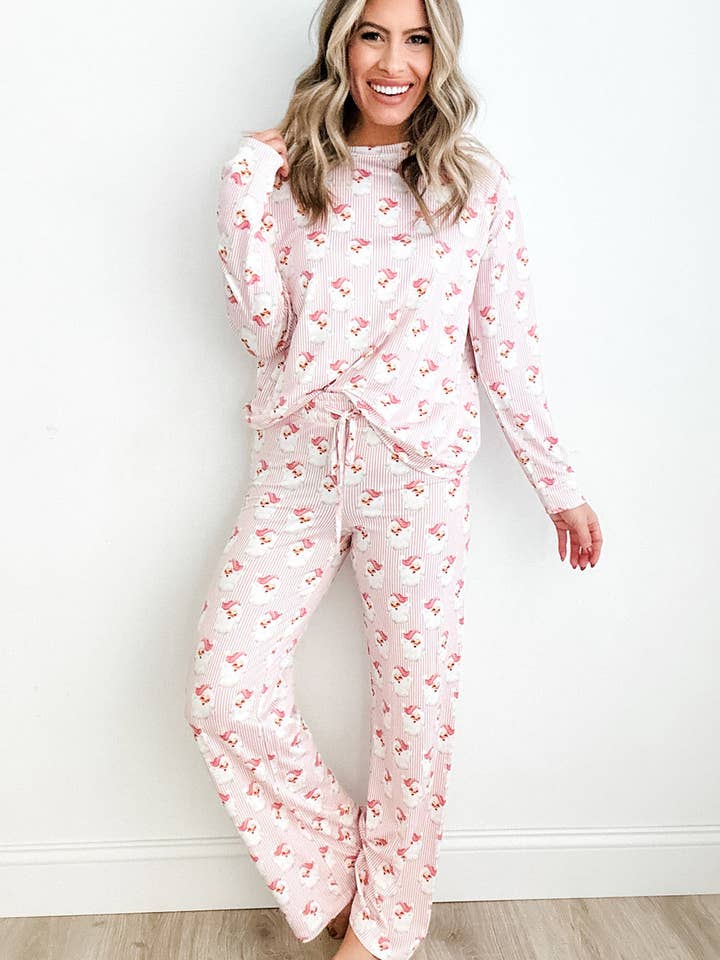 Pink Santa Claus Two Piece Pajamas for wholesale on Faire2