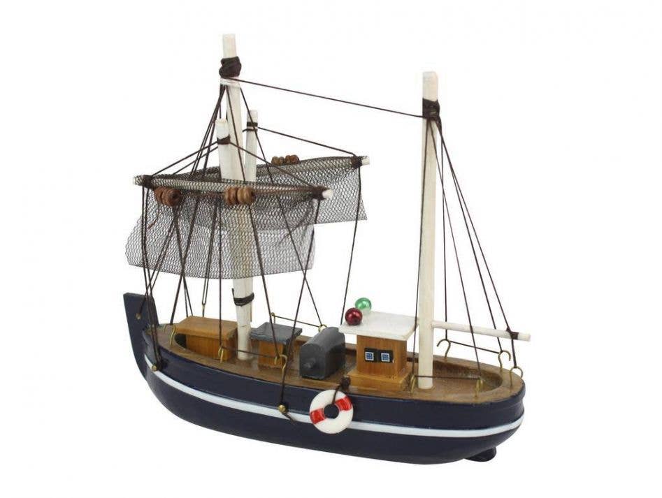 Hampton Nautical - Wholesale Decorative Tabletop Object - Fine Catch Model Fishing Boat 6"1