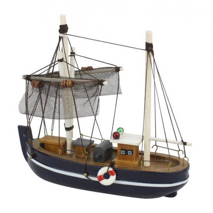 Hampton Nautical - Wholesale Decorative Tabletop Object - Fine Catch Model Fishing Boat 6"1