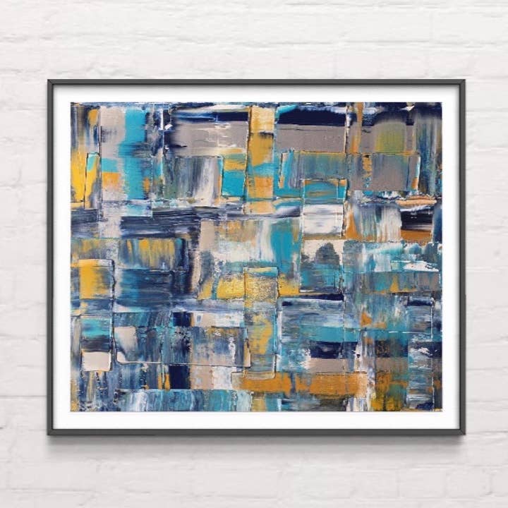 Blue & Gold - Original Canvas Abstract Art for wholesale by Jays Acrylics