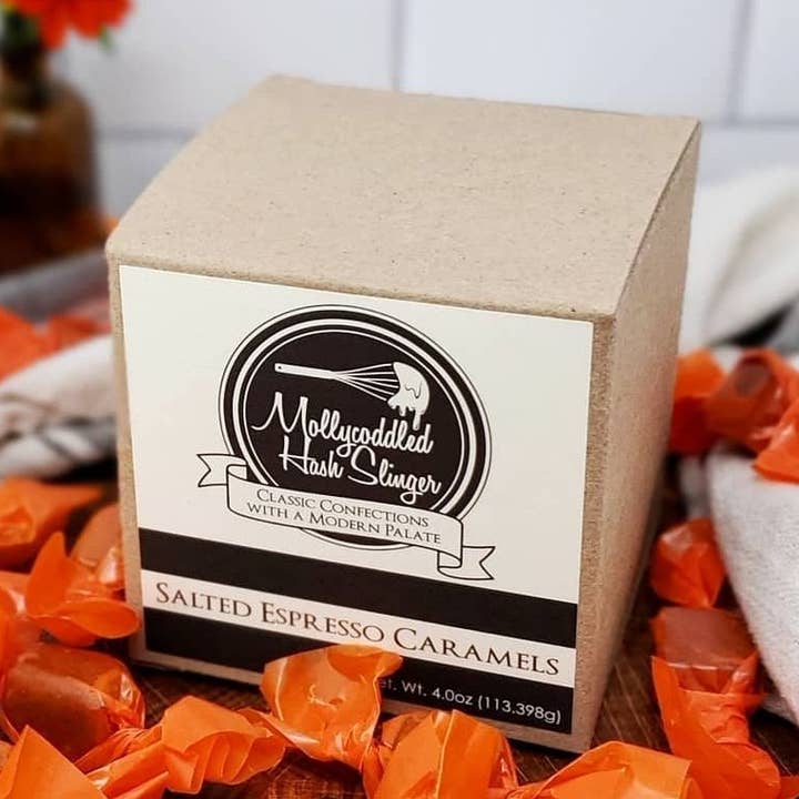 Salted Espresso Caramels for wholesale by Mollycoddled Hash Slinger
