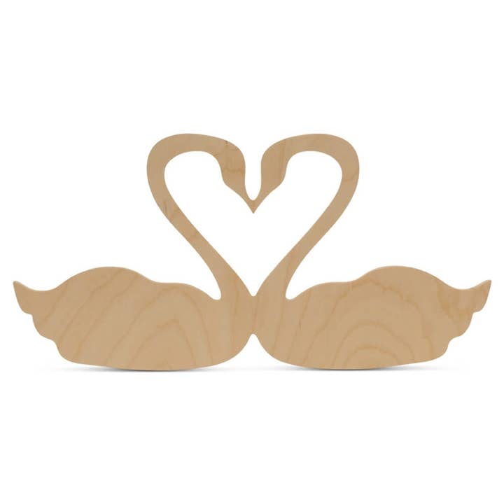 Wood Heart Swans Cutout, 18" for wholesale by Woodpeckers Crafts