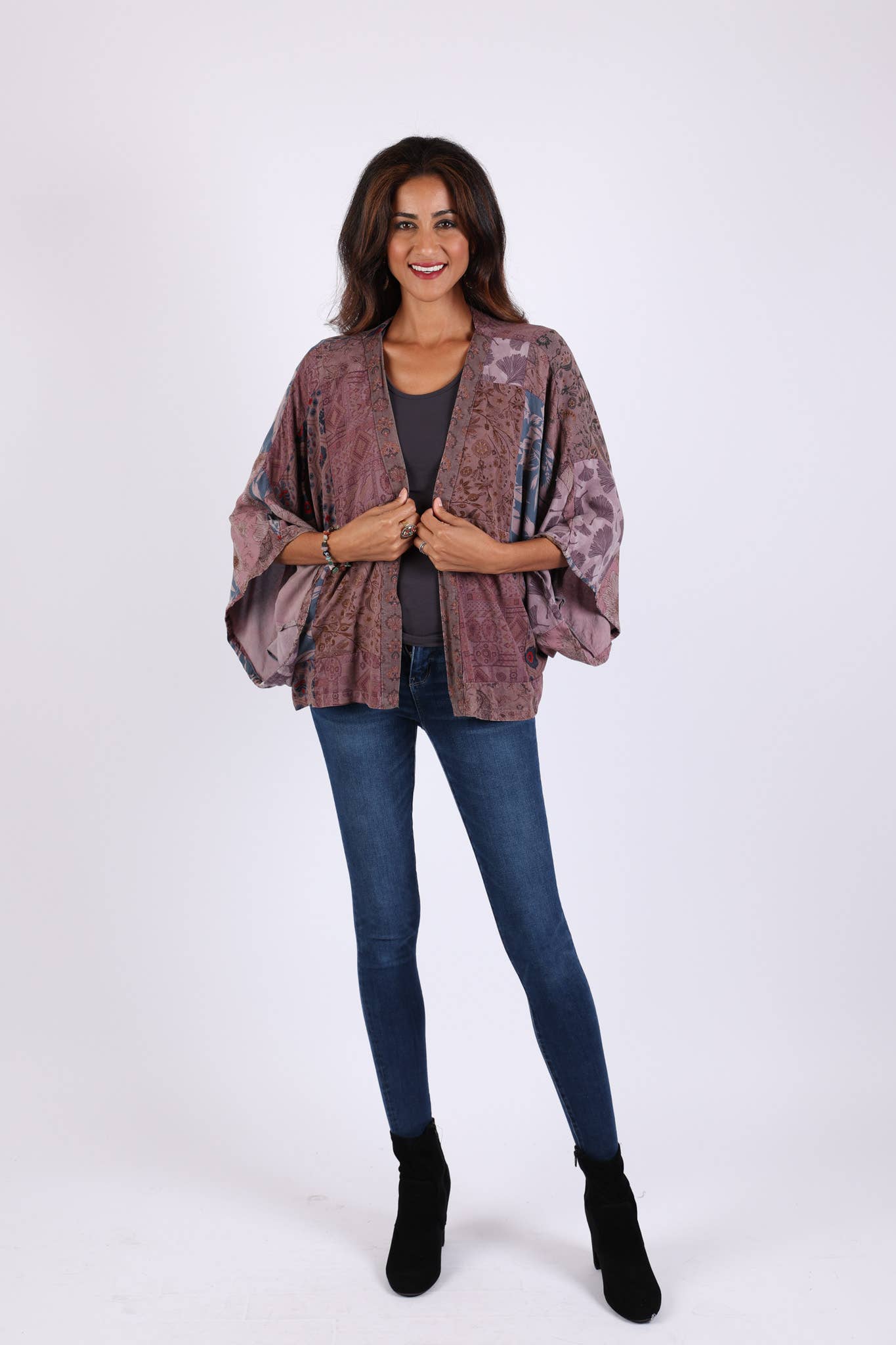 Sacred Threads - Wholesale Kimono - Women's - Plum Meadow Patchwork Kimono Cardigan3