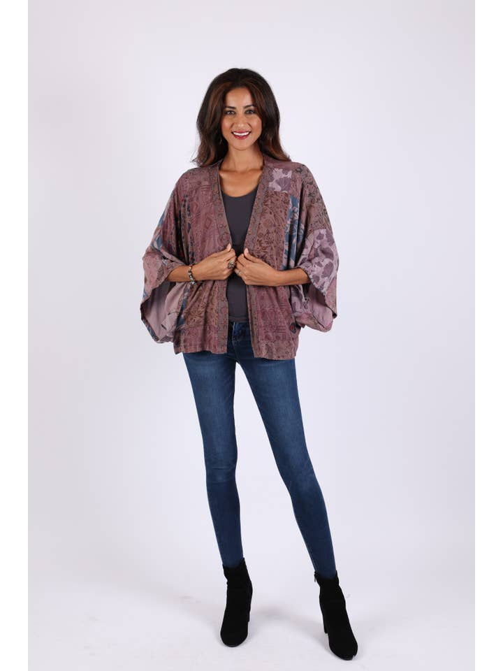 Sacred Threads - Wholesale Kimono - Women's - Plum Meadow Patchwork Kimono Cardigan3