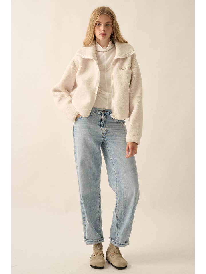 Promesa USA - Wholesale Fleece - Women's - Solid Sherpa Fleece Zip-Up Pocket Jacket5