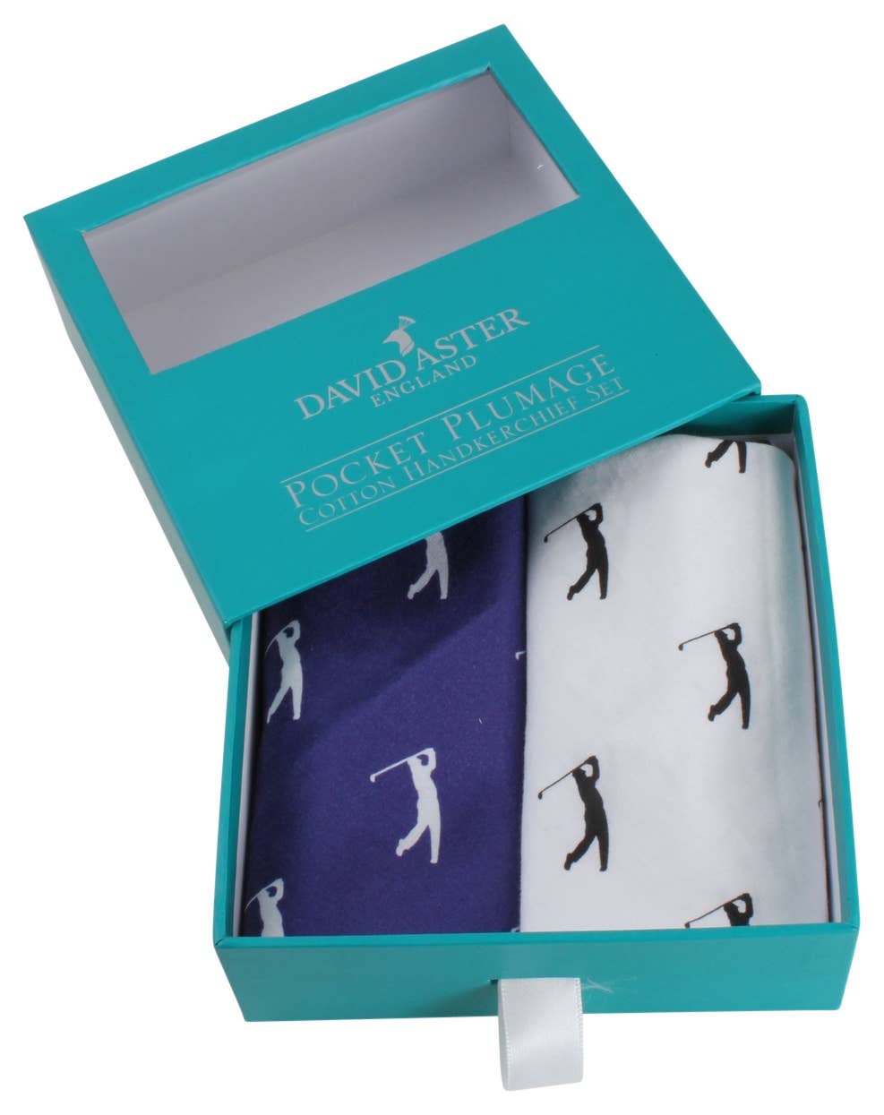 Dalaco - incorporating David Aster – Großhandel Taschentuch – Herren – Taschentuch-Set aus Baumwolle mit Golfer-Print in Blau und Weiß