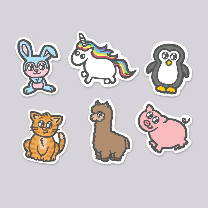 Cutie djur Die Cut klistermärke 6 Pack för wholesale av Design Corner