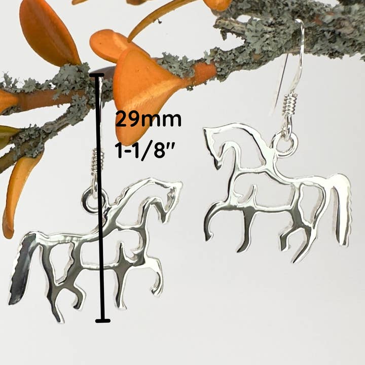 The Green Gecko - Wholesale Dangle Earrings - Stenciled Horse Earrings – Sterling Silver Lightweight Drop2